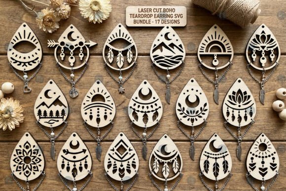 Boho Teardrop Earring SVG Bundle