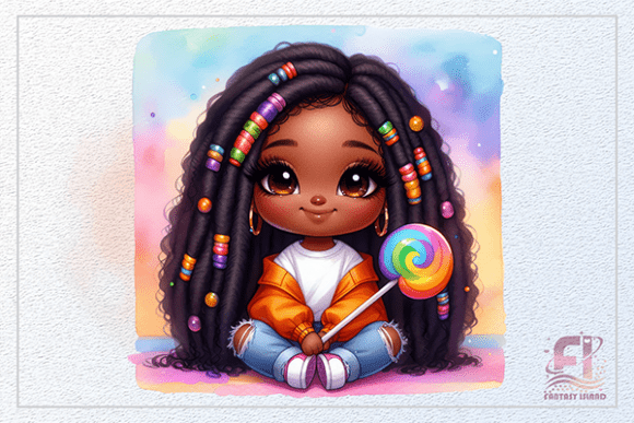 Cute African American Girl Candy PNG: Sweeten Your Designs