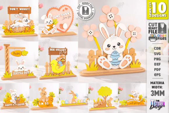 Easter Bunny Shelf Sitter Laser Cut Set for Creative Projects