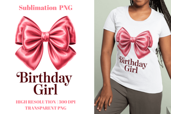 Elevate Your Celebrations with the Birthday Girl Coquette Pink Bow Digital Illustration