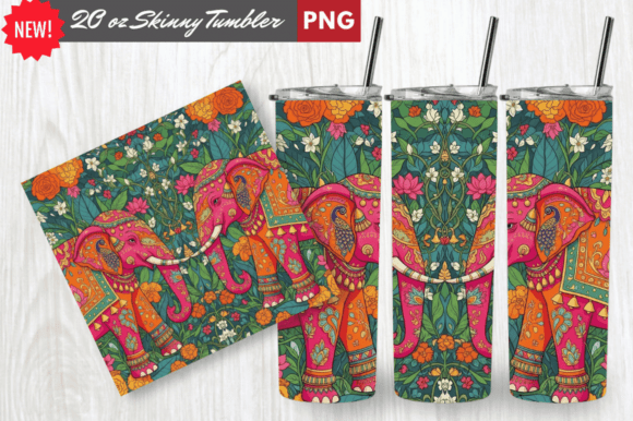 Exploring the Pink Boho Elephant Pattern Tumbler Wrap: A Creative Sublimation Design for 20oz Skinny Tumblers