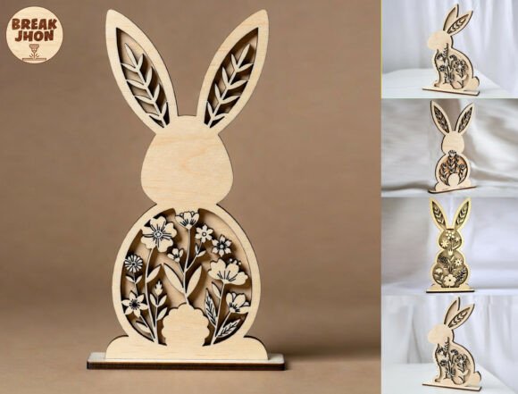 Floral Easter Bunny SVG for Laser Cutting