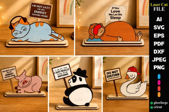 Funny Lazy Animals Laser Cut Bundle
