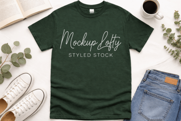 Gildan 5000 Forest Green Unisex Mockup