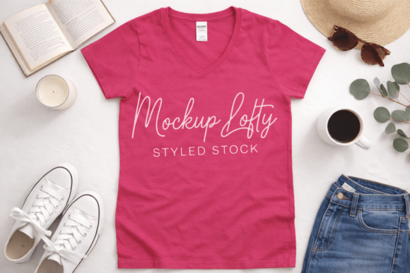 Gildan 5V00L Heliconia Women’s Mockup: Elevating Apparel Design Presentations with Style and Precision