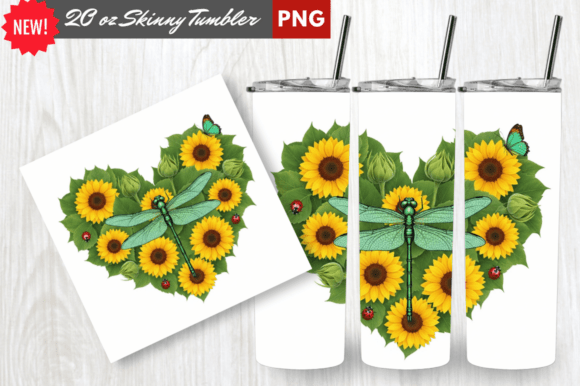 Green Garden Dragonfly Heart Tumbler PNG: A Versatile Design for Sublimation Projects