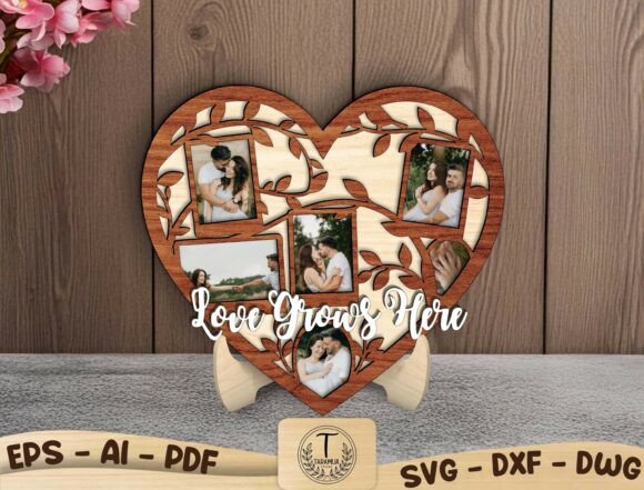 Heartfelt Memories with Love Grows Here Photo Frame SVG