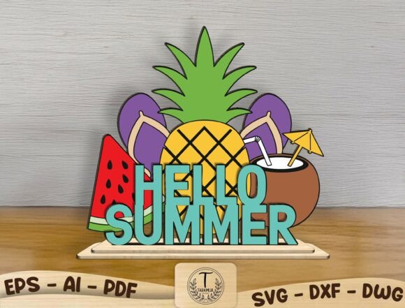 Hello Summer Laser Cut File SVG: A Tropical Touch for Your DIY Projects