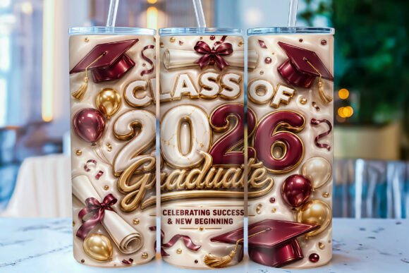 Inflated Class of 2026 Tumbler Wrap PNG – Celebrate Graduation in Style