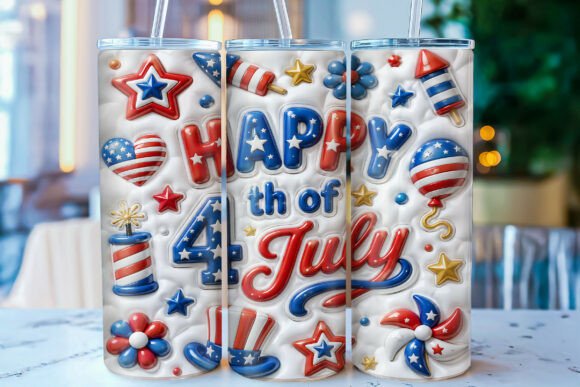 Inflated Happy 4th of July Tumbler Wrap