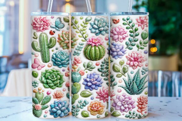 Inflated Succulent 20oz Tumbler Wrap PNG: A Desert-Inspired Design for Drinkware Enthusiasts