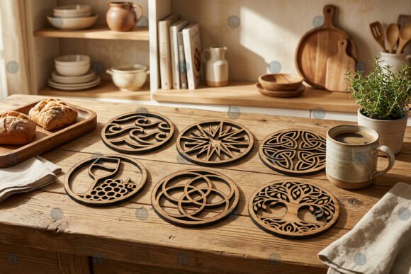 Laser Cut Kitchen Coaster SVG Bundle