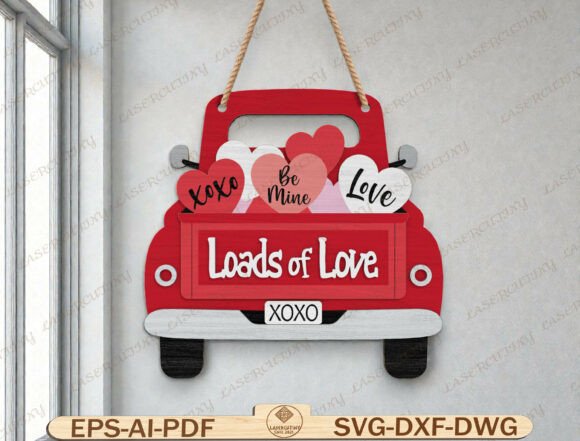 Love Truck Door Hanger Laser Cut File