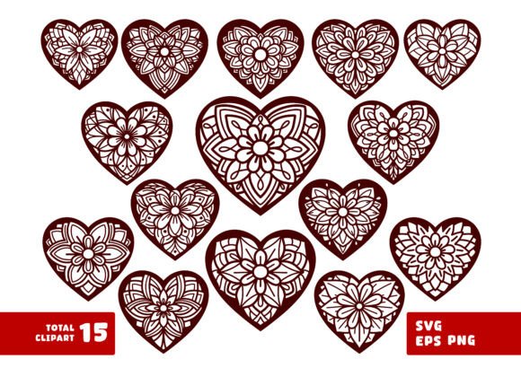 Mandala Heart Floral Ornament SVG Bundle – A Versatile Design for Modern Crafters