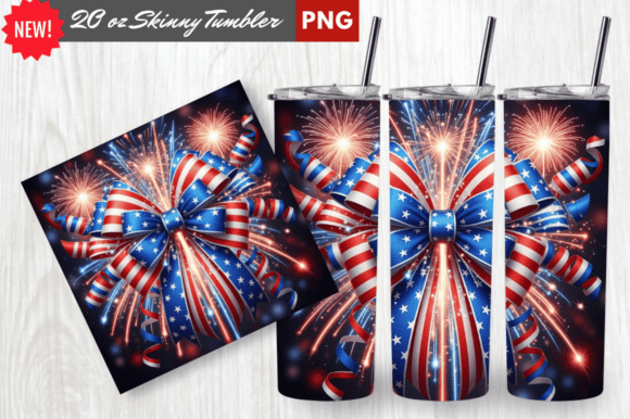 Patriotic Bow USA 4th of July Tumbler P