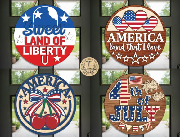 Patriotic Door Sign Laser Cut SVG Bundle