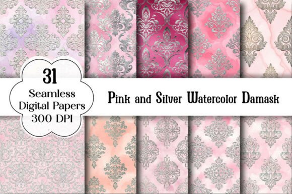 Pink and Silver Watercolor Damask: A Strategic Design Choice for Creative and Commercial Projects