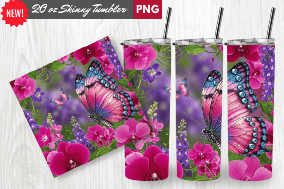 Pink Flower Butterfly Tumbler Wrap PNG: A Creative Asset for Modern Crafters and Entrepreneurs