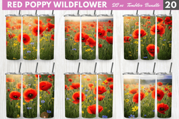 Red Poppy Wildflower Field Tumbler Wraps: A Versatile Design Choice for Sublimation Crafters