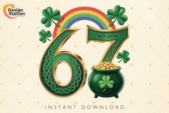 Shamrock Rainbow 67 St Patrick’s Day PNG – A Premium Design for Festive Celebrations