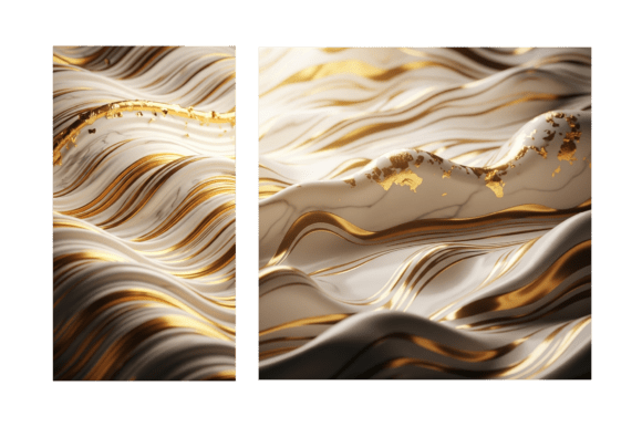 White Marble and Gold Fluid Waves Art: Elegance Meets Modern Design