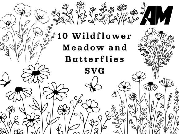Wildflower Meadow and Butterflies SVG B: A Versatile Design for Creative Projects