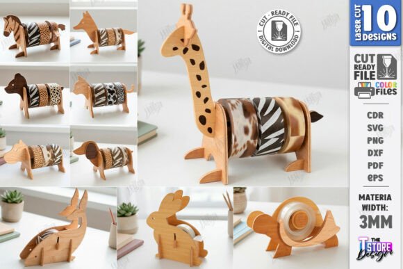 Wooden Animal Tape Dispenser Laser Set: A Creative and Functional Desktop Companion